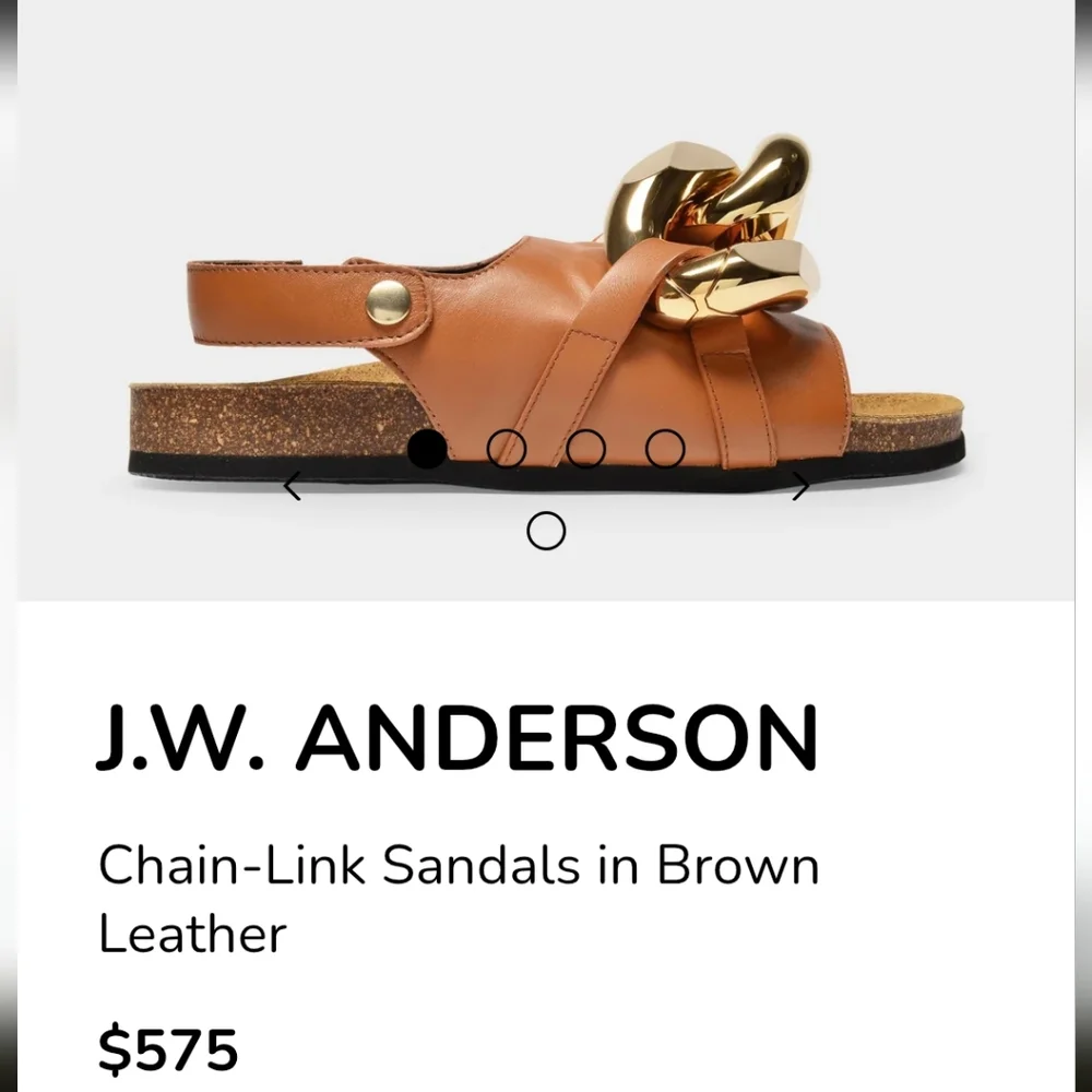 J.W. Anderson Brown Leather Gold Chain - Link Sandals